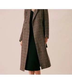 The Coffee Lapel Belted Double Breasted Coat