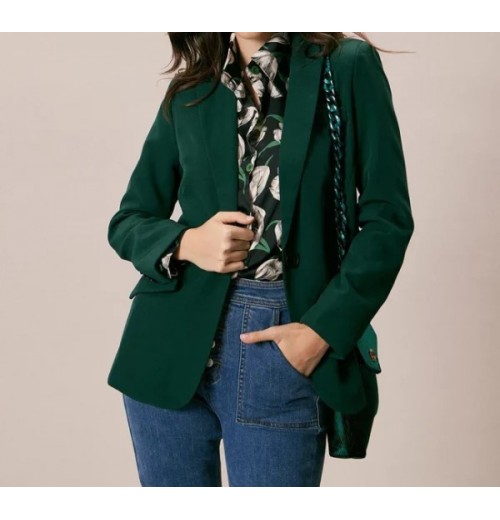 The Green Lapel Collar Single Button Blazer